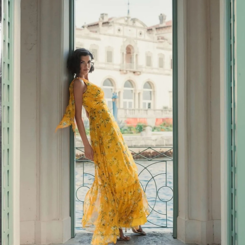 Mac Duggal Yellow One Shoulder Dress